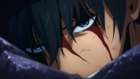 Solo Leveling anime season 1 showing the main protagonist Jinwoo Sung battered and bruised
