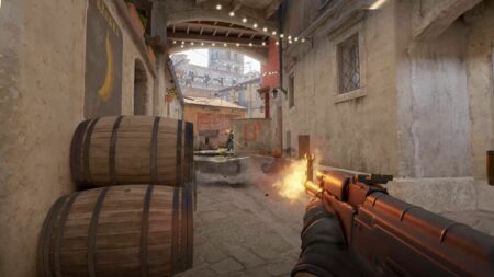 AK47 firing on banana on Inferno in CS2