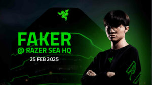 How you can win a signed Faker jersey and Razer peripherals -- he might even answer your questions! Faker at Razer SEA HQ in February 2025 key visual