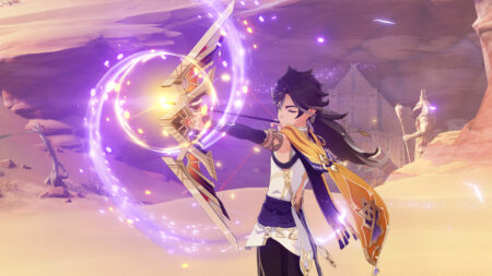 Genshin Impact character Sethos unleashing a charged Electro attack
