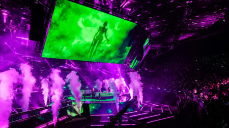 A view of the opening ceremony at VALORANT Champions Los Angeles Grand Finals at the Kia Forum on August 26, 2023 in Los Angeles, California